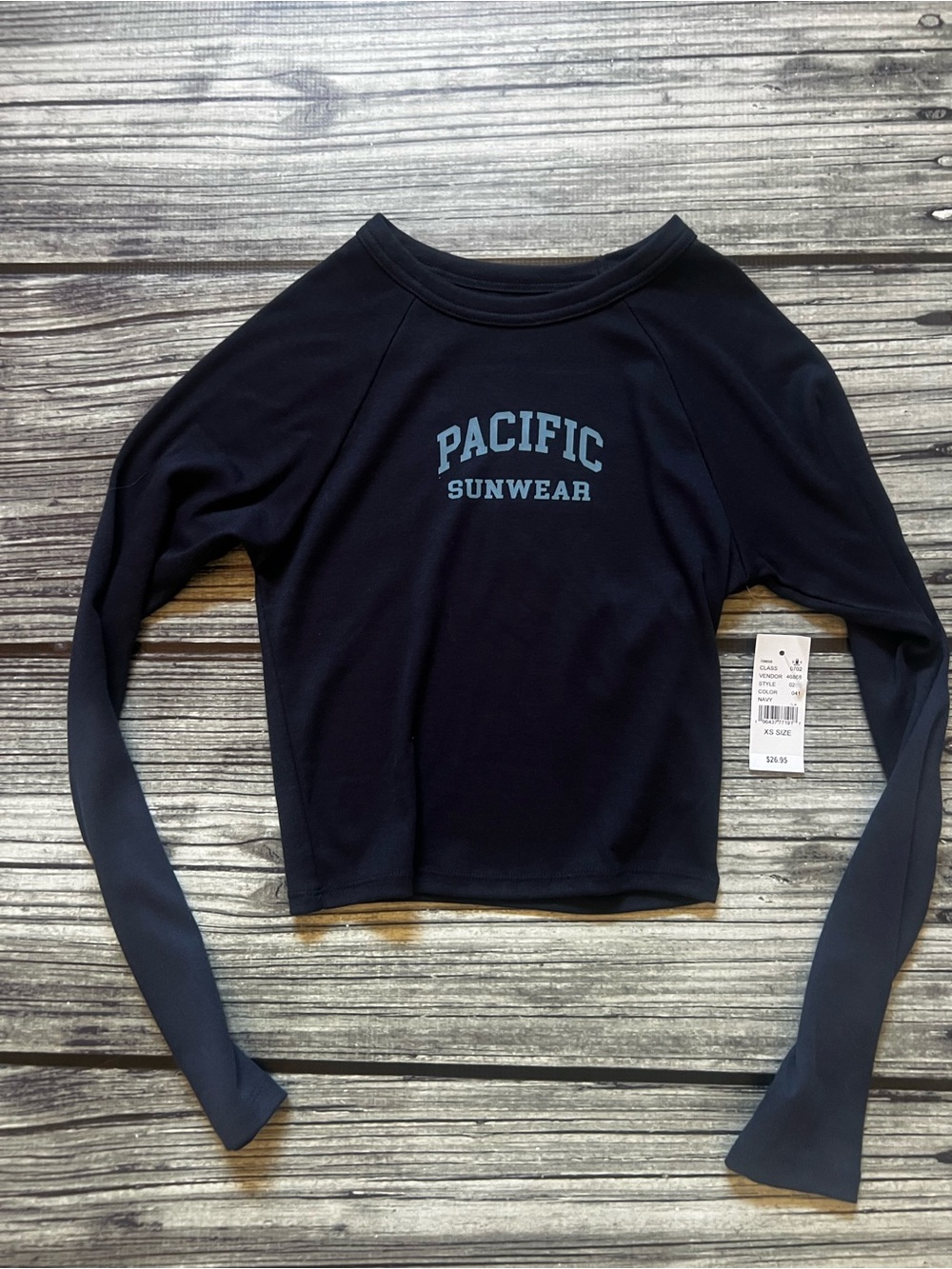 Pacific Sunwear Women's Navy  Logo Long-Sleeve Top